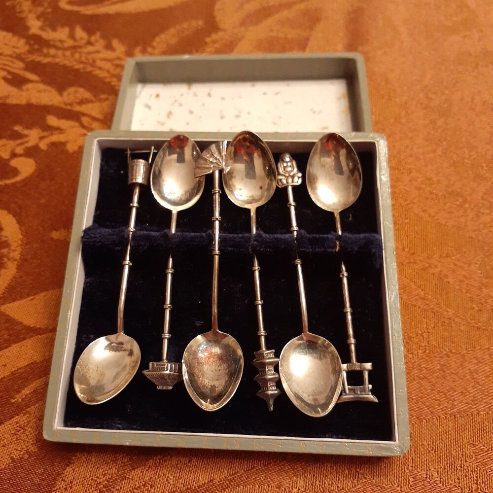 Sterling silver spoons. Antique vintage Japanese spoons set of six Japan .925